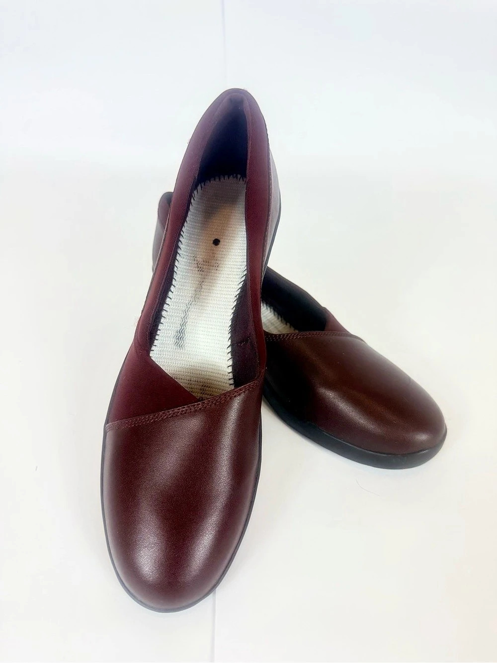 Clarks Suttyn Walk Leather Cushioned Wedge Heel Pumps Wine Color Size 10 India